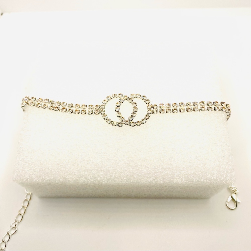 Anklet Crystal Forever Love set in Silver Tone. SUPER BRILLIANT AND SPARKLY! - Picture 6 of 11
